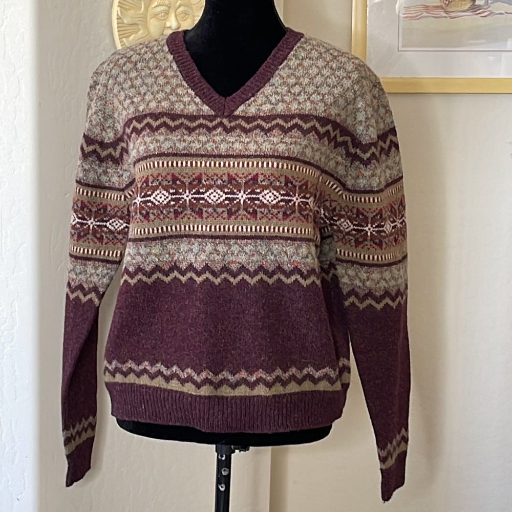 Vintage USA CLASSIC Authentic Outfitters Multi Colored Ski Sweater Size Medium